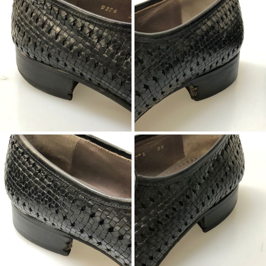マレリー 9374 レザー編み込みシューズ ブラック 25cmEEE Marelli 約25.0cm【PTM2】