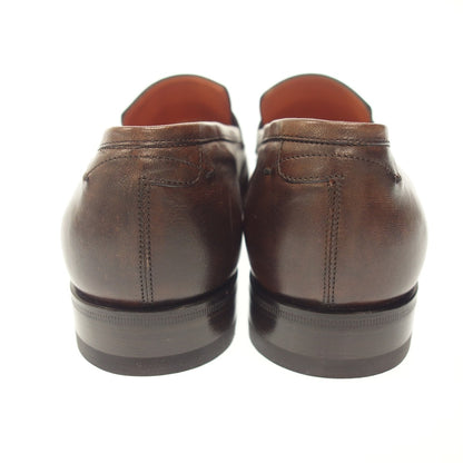 Unused ◆ Santoni Leather Shoes Coin Loafers Men's Brown Size 5.5 Santoni [AFD6] 