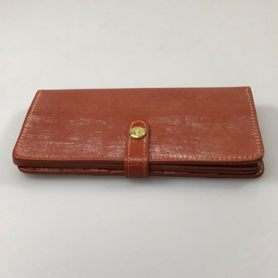 グレンロイヤル 長財布 二つ折り財布 フラップボタン ブライドルレザー 赤茶 ゴールド金具 GLENROYAL【AFI1】