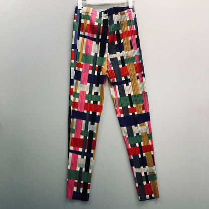 プリーツプリーズ イッセイミヤケ  総柄 パンツ PP93-JF921 マルチ サイズ4  PLEATS PLEASE 【AFB12】