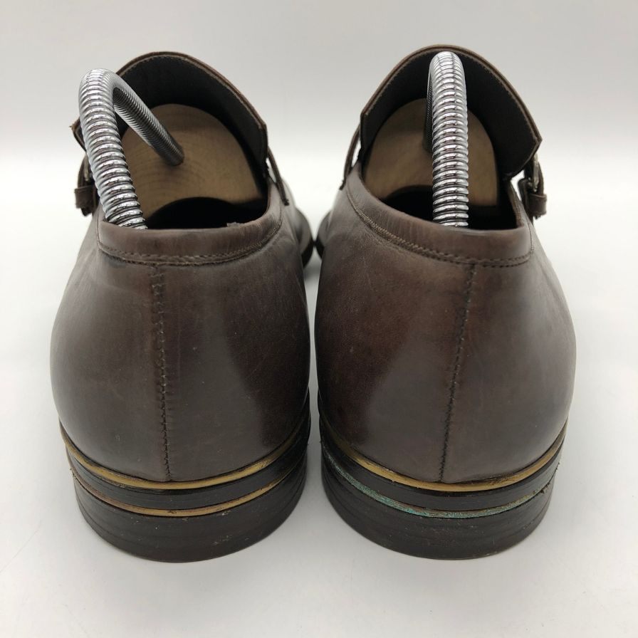 ジャンニ ヴェルサーチ クチュール レザーシューズ シングルモンク ベルト ストラップ ブラウン サイズ5.5 GIANNI VERSACE 約24.5cm【PTM3】