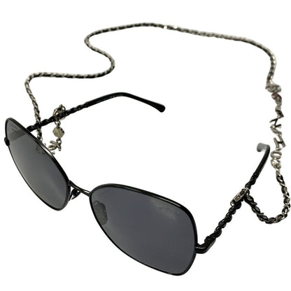 シャネル サングラス バタフライシェイプ グレーレンズ ブラック×シルバー 4274-Q 59□16 C101/T8 135 3P CHANEL【AFI13】