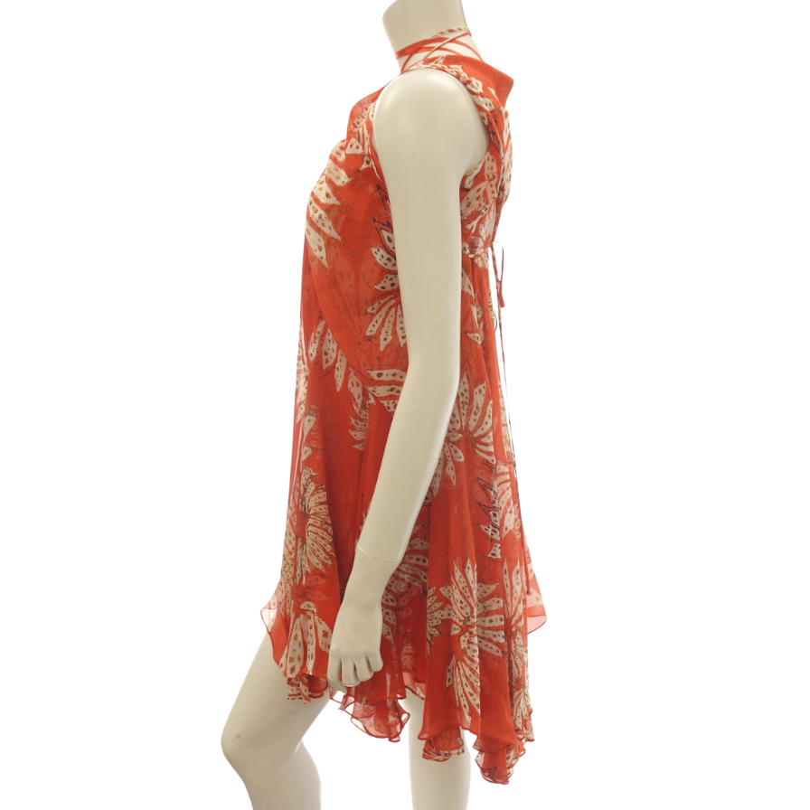 Good Condition◆Diane von Furstenberg Dress Floral Pattern Silk Orange DIANE von Furstenberg Women's [AFA7] 