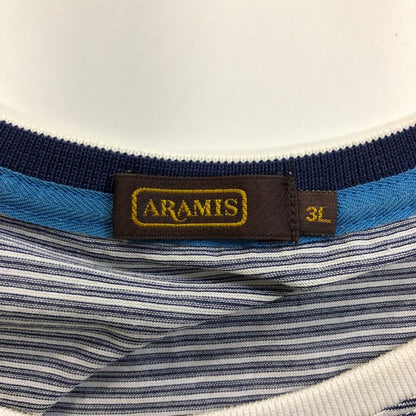 新品同様◆アラミス Tシャツ ストライプ 日本製 メンズ サイズ3L ブルー系 ARAMIS 【AFB2】