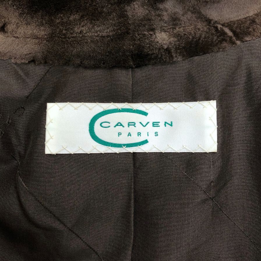 中古◆カルヴェン ハーフコート ベルベット シェアード ミンク 24025E-8M ブラウン サイズ38 レディース CARVEN PARIS 【AFF19】