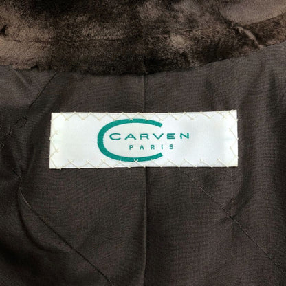 中古◆カルヴェン ハーフコート ベルベット シェアード ミンク 24025E-8M ブラウン サイズ38 レディース CARVEN PARIS 【AFF19】