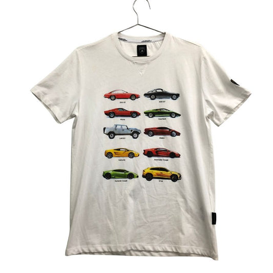 中古◆ランボルギーニ プリント Ｔシャツ メンズ サイズS ホワイト LAMBORGHINI 【AFB2】