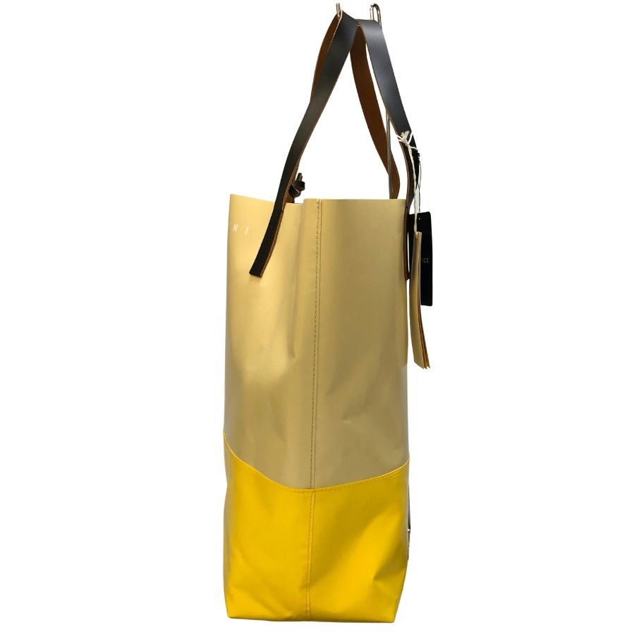 マルニ トライベッカ PVC ショッピングバック バイカラー ホワイト×イエロー MARIN【AFE5】