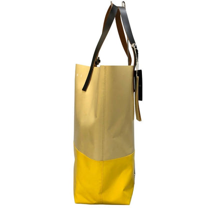マルニ トライベッカ PVC ショッピングバック バイカラー ホワイト×イエロー MARIN【AFE5】