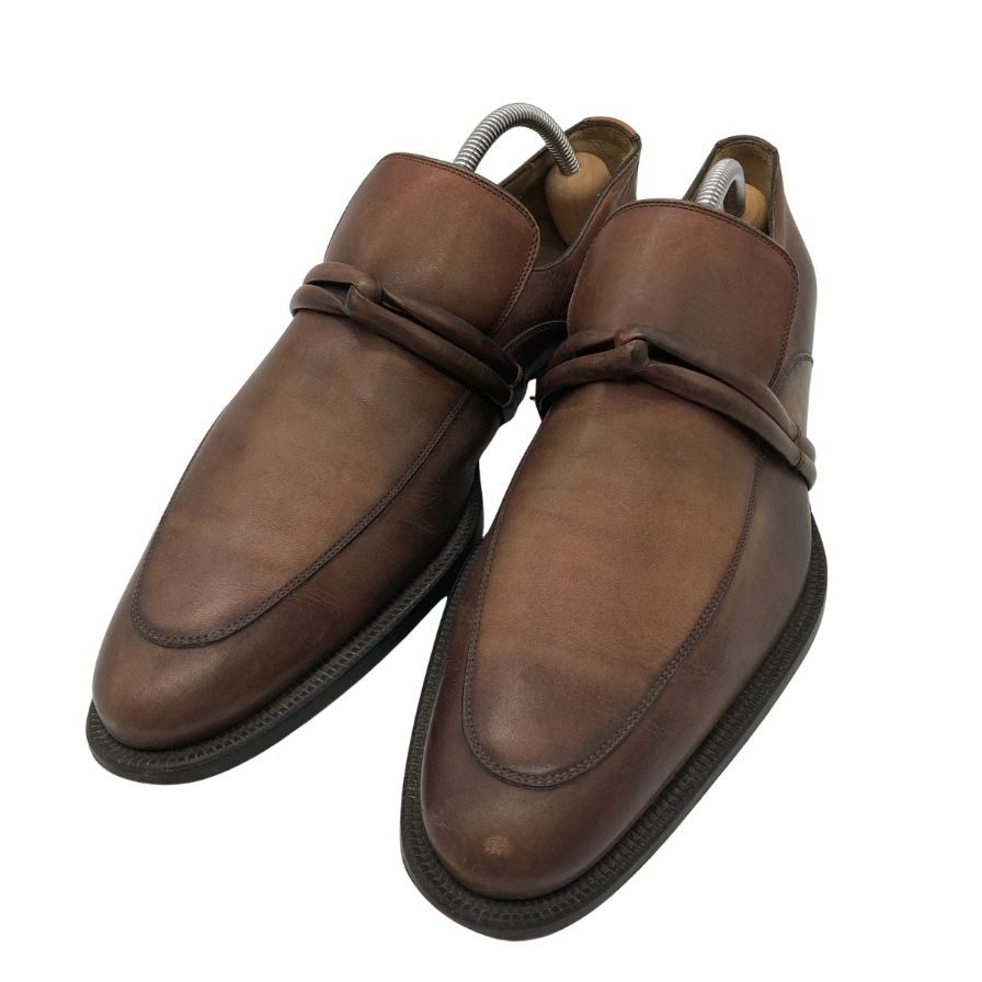 グッチ コインローファー 132496 カーフ モカシン 編み込みビットローファー ブラウン サイズ38 GUCCI 約24.5cm【PTM】