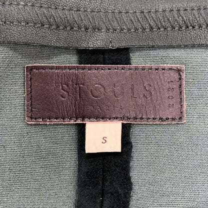 美品◆ストールス トップス スエード×レザー切替 レディース サイズS ブラック STOULS 【AFB36】