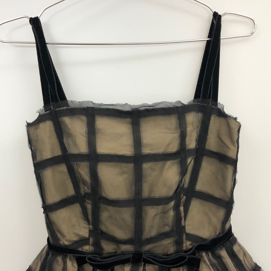 中古◆フォクシー ブティック ドレス シアー ウエストリボン シルク 33699  レディース サイズ38 ブラック FOXEY BOUTIQUE 【AFB44】