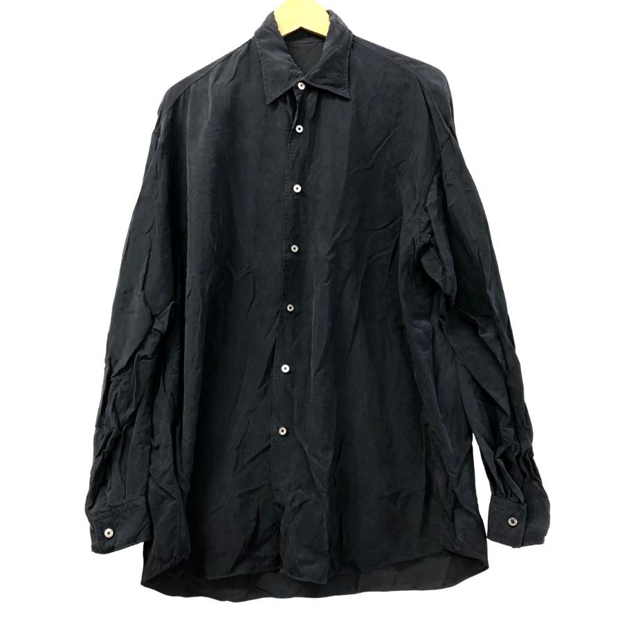 美品◆シンヤ 長袖シャツ 日本製 キュプラ100% メンズ サイズ3 ブラック SHINYA 【AFB35】