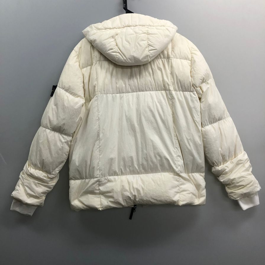 中古◆ストーンアイランド ガーメントダイ クリンクル レップス ダウンパーカー メンズ 豊田貿易 サイズXL ホワイト STONE ISLAND 【AFF19】
