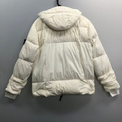 中古◆ストーンアイランド ガーメントダイ クリンクル レップス ダウンパーカー メンズ 豊田貿易 サイズXL ホワイト STONE ISLAND 【AFF19】