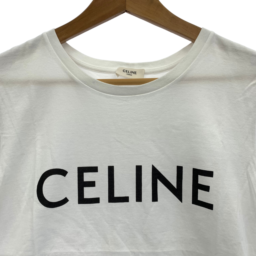 Good Condition ◆ Celine T-shirt Big Logo White Size M Eddy Period CELINE Ladies [AFB20] 
