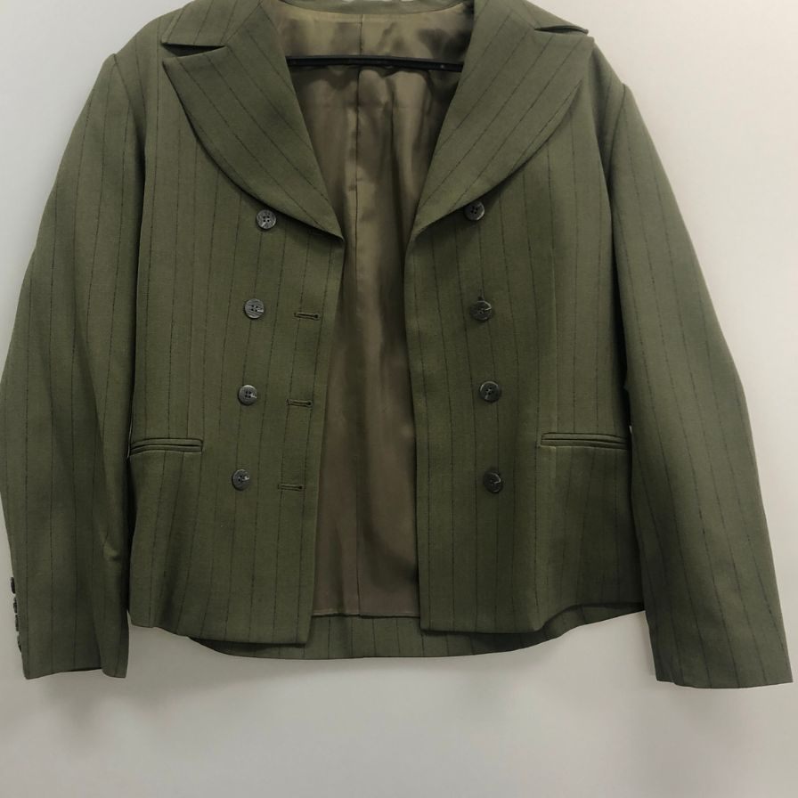 美品◆ロートレアモン ジャケット ウール  ダブル ストライプ カーキ サイズ2 LAUTREAMONT 【AFB19】