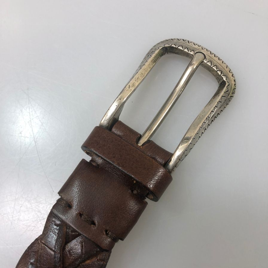 ブルネロ クチネリ 編み込みレザーベルト ナロータイプ イタリア製 メンズ サイズ85 ブラウン Brunello Cucinelli【AFI19】