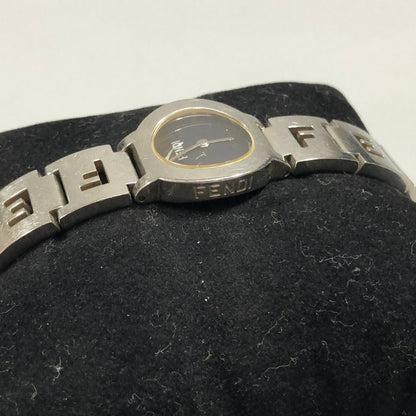 フェンディ 腕時計 3050 L クォーツ式 シルバー 黒文字盤 FENDI【AFI18-2】