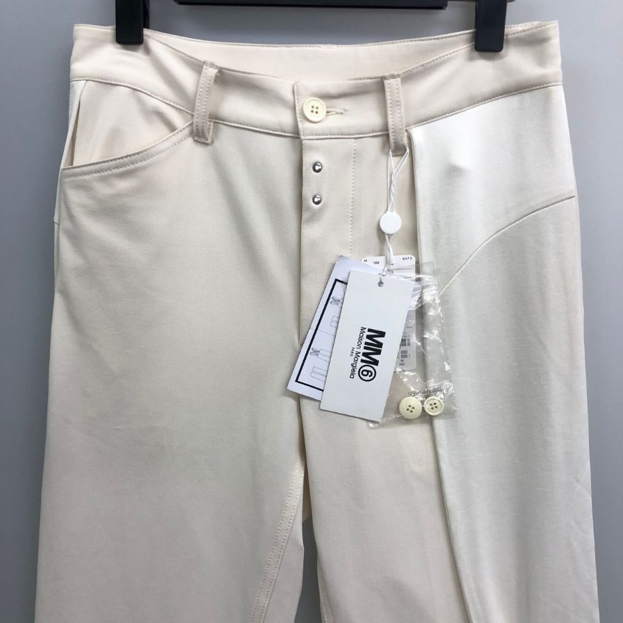 エムエム シックス S62LB0073 スリーブデザインスリムパンツ メンズ アイボリー サイズ40  MM6 【AFB5】