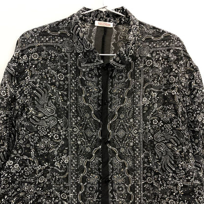 極美品◆ナイスネス ジャメット バンダナ長袖シャツ コットンシルク ブラック系 サイズM NICENESS 【AFB4】