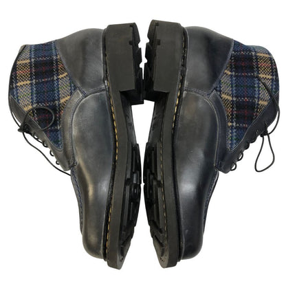 パラブーツ レザーブーツ リスレザー チェック コンビ ウール ツイード ネイビー メンズ サイズ8 PARABOOT ブーツ 約27.0cm【LA】【中古】