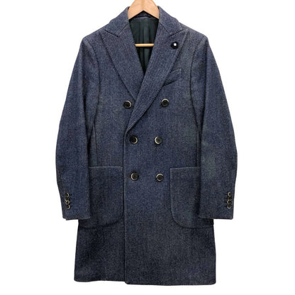 極美品◆ラルディーニ コート チェスターコート ダブル ウール ブルー サイズ42 メンズ  LARDINI 【AFA16】