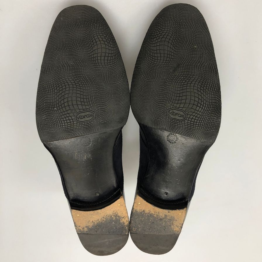 エンツォ ボナフェ プレーントゥ スエード レザーコンビ メンズ サイズ8 ネイビー Enzo Bonafe 約26.0cm【AFC3】