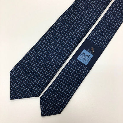 エルメス ネクタイ Hロゴ ブルー HERMES【AFB55】