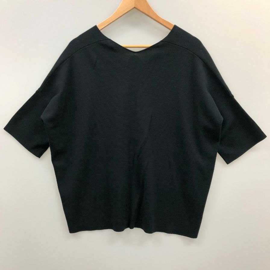 極美品◆ジャルダン デ ゾランジェ 半袖トップス Vネック ドロップショルダー シルク混 レディース サイズS ブラック Jardin des Orangers 【AFB11】