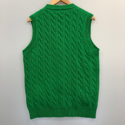 美品◆バフィー ケーブルニット ベスト ウール メンズ グリーン サイズ50 BAFY 【AFB13】