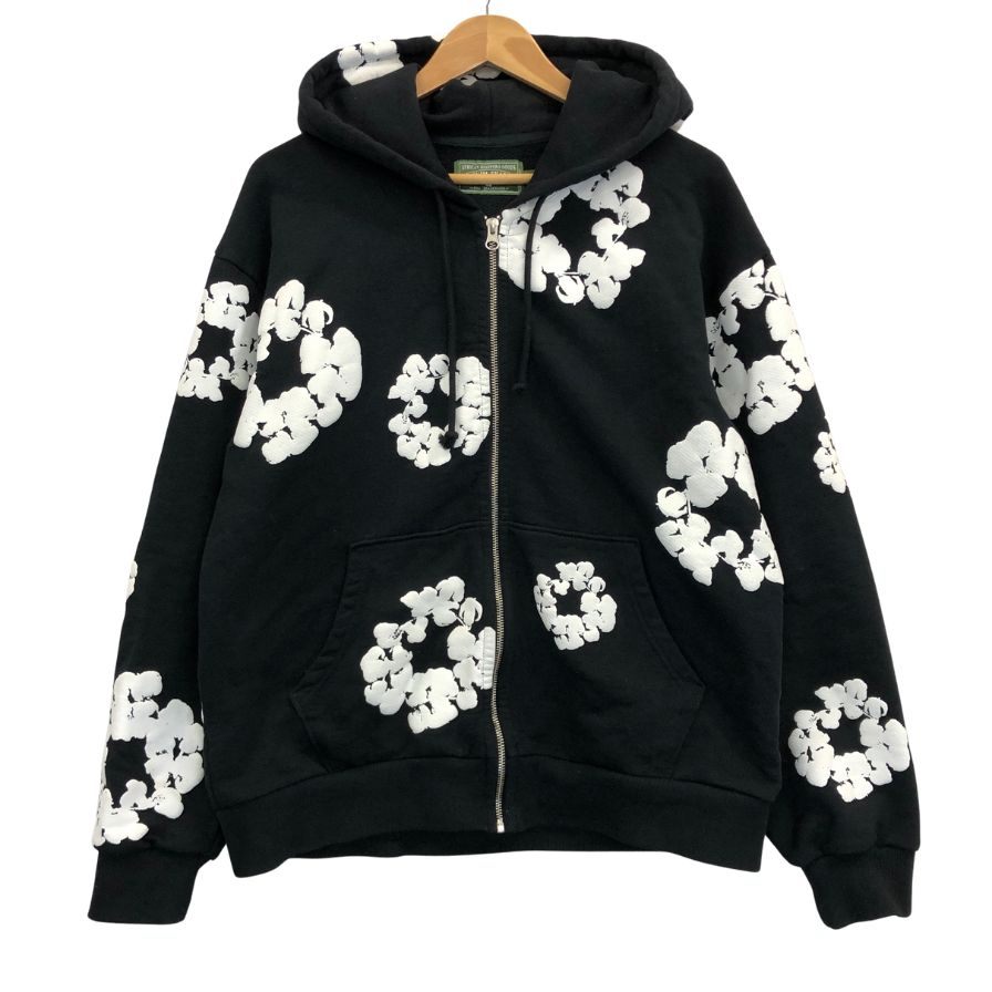 美品◆デニムティアーズ フラワープリント ジップ パーカー メンズ サイズS ブラック DENIM TEARS 【AFB4】