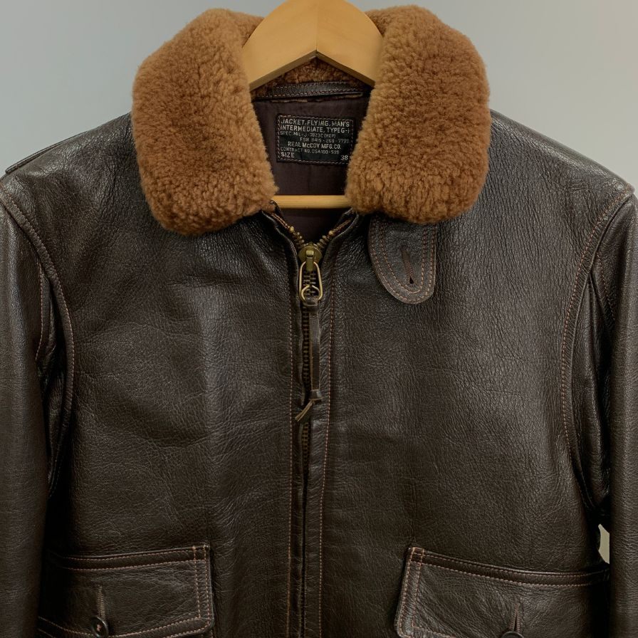 極美品◆ザリアルマッコイ フライトレザージャケット Type G-1 メンズ ブラウン サイズ38 THE REAL McCOY’S 【AFG1】