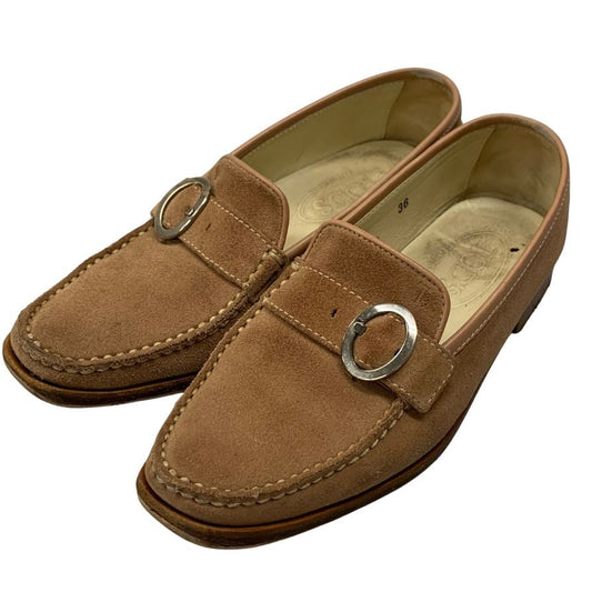 トッズ ドライビングシューズ スエード ベージュ サイズ36 レディース TOD'S 約22.5cm【AFC8】