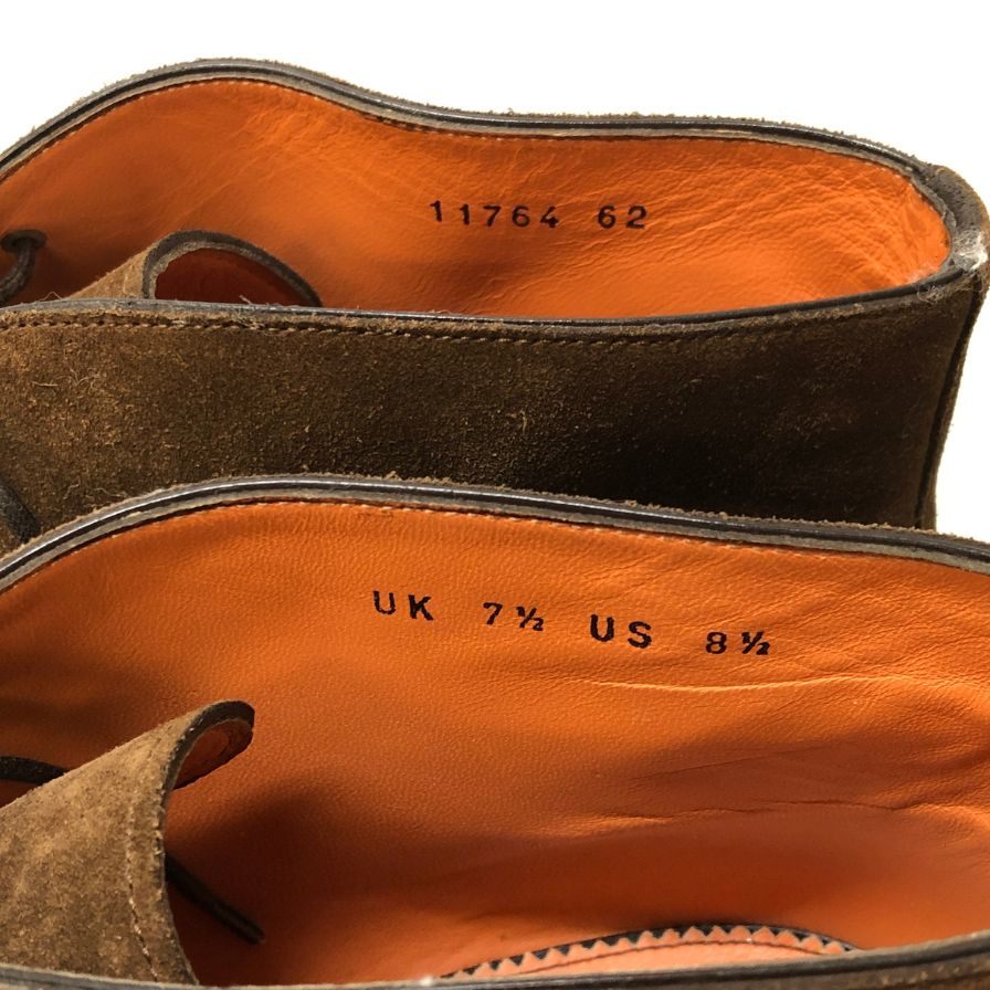 サントーニ チャッカブーツ スエード プレーントゥ メンズ ブラウン サイズUK7.5 Santoni 約26.0cm【PTM1】