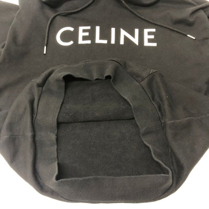 美品◆セリーヌ パーカー フロントロゴ  フーディー スウェット ブラック メンズ サイズXL CELINE 【AFF22】