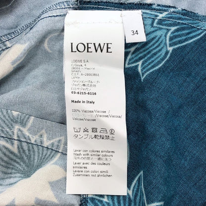 極美品◆ロエベ×パウラズイビザ 半袖ワンピース 総柄 ネイビー レディース サイズ34 LOEWE×Paulas Ibiza 【AFB5】