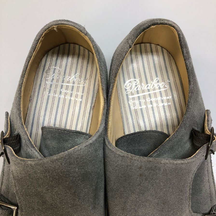 パラブーツ レザーシューズ ダブルモンク スエード メンズ グレー サイズUK8.5 Paraboot スエードシューズ 約27.0cm【LA】【中古】