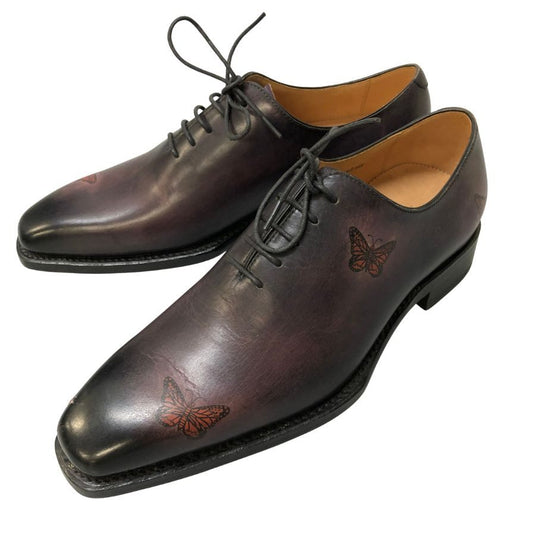 ベルルッティ カーフ レザーシューズ バタフライデザイン シュプリームハンドメイド メンズ サイズ7 パープル系 Berluti SUPREME HAND MADE 約26.0cm【AFD2】