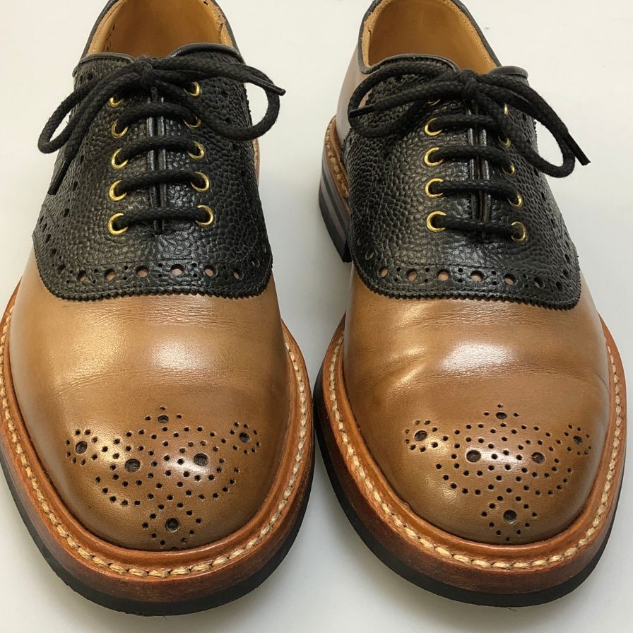 トリッカーズ レザー コンビ サドルシューズ M7581 ブラウン×ブラック メンズ UK5 Trickers 約24.0cm【AFD12】