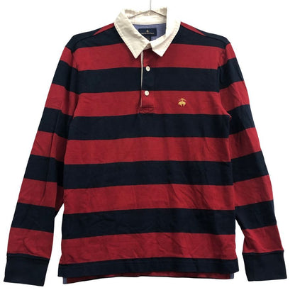 美品◆ブルックスブラザーズ ラガーシャツ ボーダー レッド ネイビー メンズ サイズS Brooks Brothers 【AFB43】