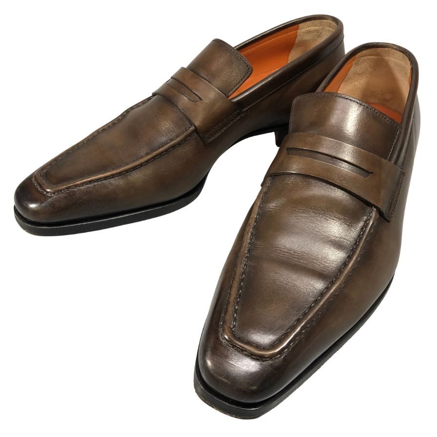 サントーニ レザーシューズ ローファー サイズ8.5 ブラウン メンズ SANTONI 約27.0cm【AFC31】