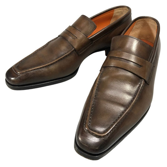 サントーニ レザーシューズ ローファー サイズ8.5 ブラウン メンズ SANTONI 約27.0cm【AFC31】