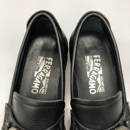サルヴァトーレ フェラガモ レザーローファー ガンチーニ ブラック シルバー金具 サイズ5.5 レディース Salvatore Ferragamo 約24.5cm【AFC30】