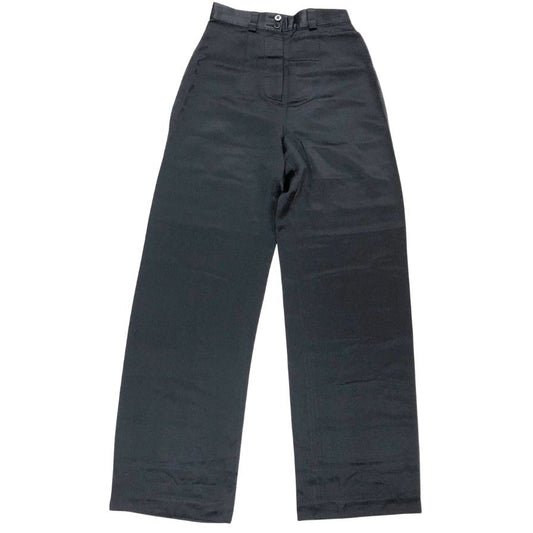 ジョルジオアルマーニ パンツ ボタンフライ ブラック シルク レディース サイズ38 GIORGIO ARMANI 【AFB12】