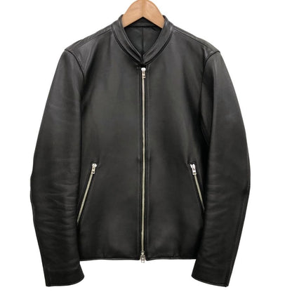 美品◆リドム シングルライダース ジャケット ジップアップ 本革 羊革 ラムレザー サイズS メンズ ブラック  LIDnM 【AFB5】
