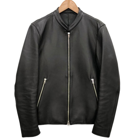 美品◆リドム シングルライダース ジャケット ジップアップ 本革 羊革 ラムレザー サイズS メンズ ブラック  LIDnM 【AFB5】