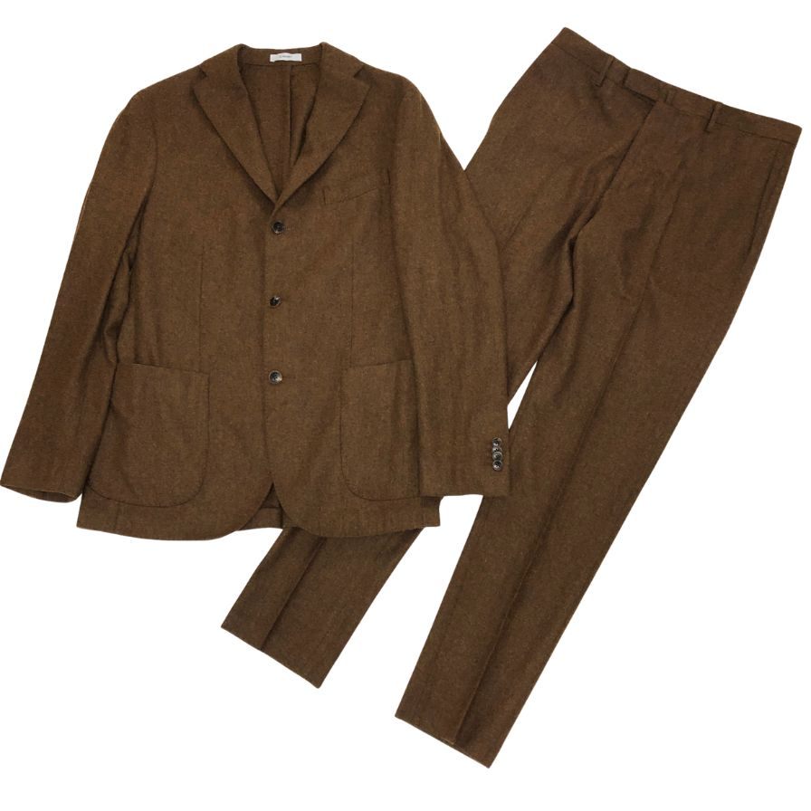 ボリオリ セットアップ ウール スーツ 上下 テーラードジャケット スラックス ウール 46 ブラウン BOGLIOLI K JACKET【AFA22】