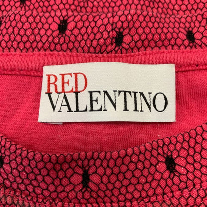 極美品◆レッドヴァレンティノ Tシャツ ドット柄レース レディース サイズXS ピンク RED VALETINO 【AFB36】