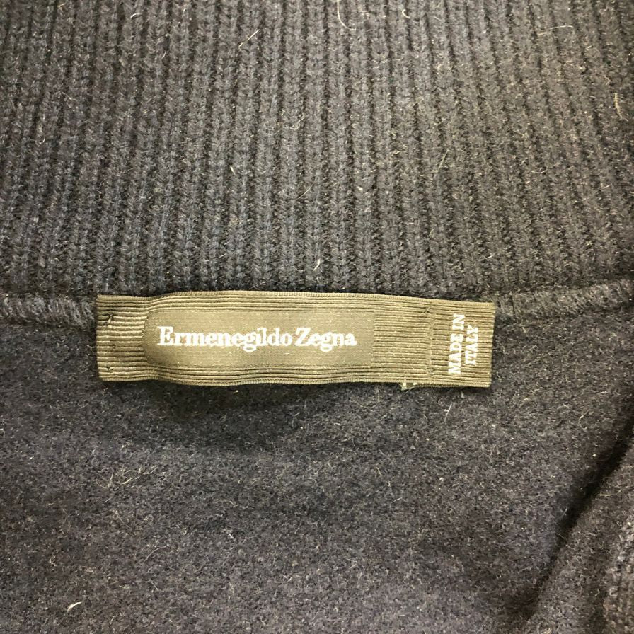 美品◆エルメネジルドゼニア ポロシャツ ニット ウール アクリル ネイビー系 サイズ50 メンズ Ermenegildo Zegna 【AFB41】